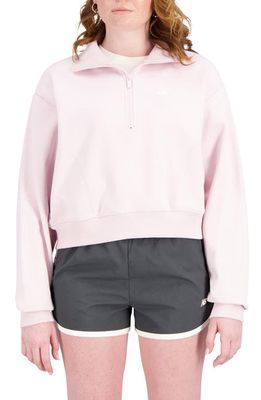 New Balance French Terry Quarter Zip Sweatshirt in Stone Pink
