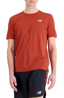 New Balance Impact Run ICEx Recycled Polyester Blend T-Shirt in Brick Red