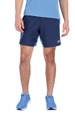 New Balance Impact Run Recycled Polyester Shorts in Navy Multi