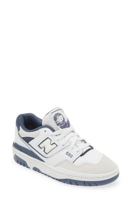 New Balance Kids' B550 Basketball Sneaker in White/Vintage Indigo