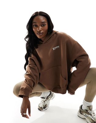 New Balance Linear Heritage hoodie in brown