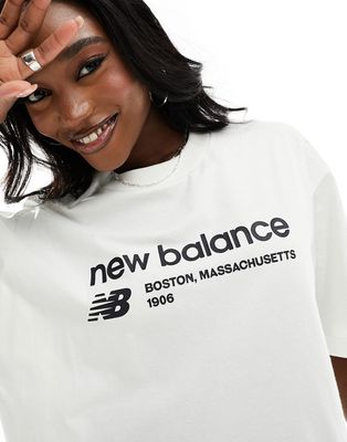 New Balance Linear Heritage t-shirt in off white