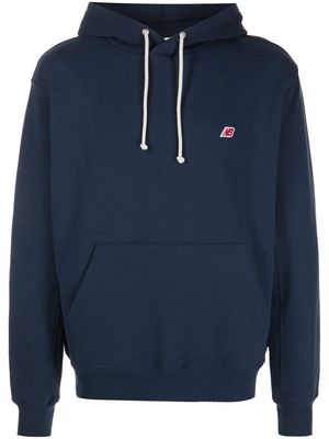 NEW BALANCE logo-patch cotton hoodie - Blue