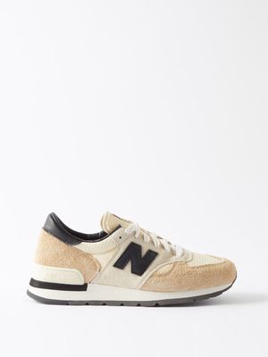 New Balance - Made In Usa 990v1 Suede And Mesh Trainers - Mens - Beige