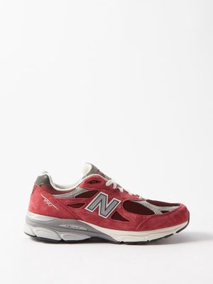 New Balance - Made In Usa 990v3 Suede And Mesh Trainers - Mens - Dark Red