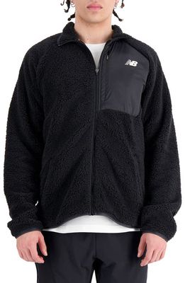 New Balance Q Speed Faux Shearling Jacket in Black