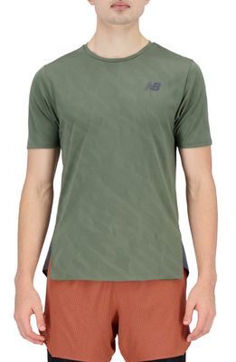 New Balance Q Speed ICEx Jacquard T-Shirt in Deep Olive Green