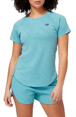 New Balance Q Speed Jacquard Performance T-Shirt in Faded Teal