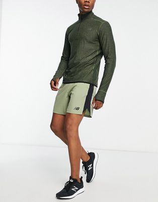 New Balance Tenacity 7 inch shorts in olive-Green