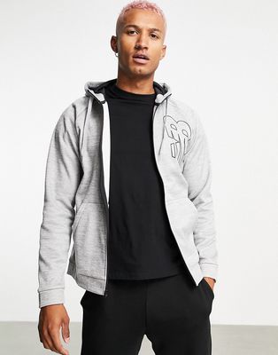 New Balance Tenacity zip up hoodie with logo in gray