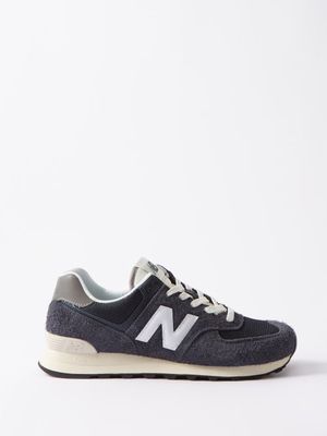 New Balance - U574 Suede And Mesh Trainers - Mens - Navy