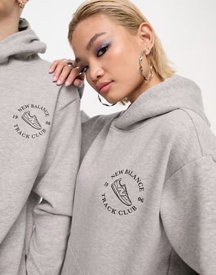 New Balance Unisex runners club hoodie in gray - Exclusive to ASOS