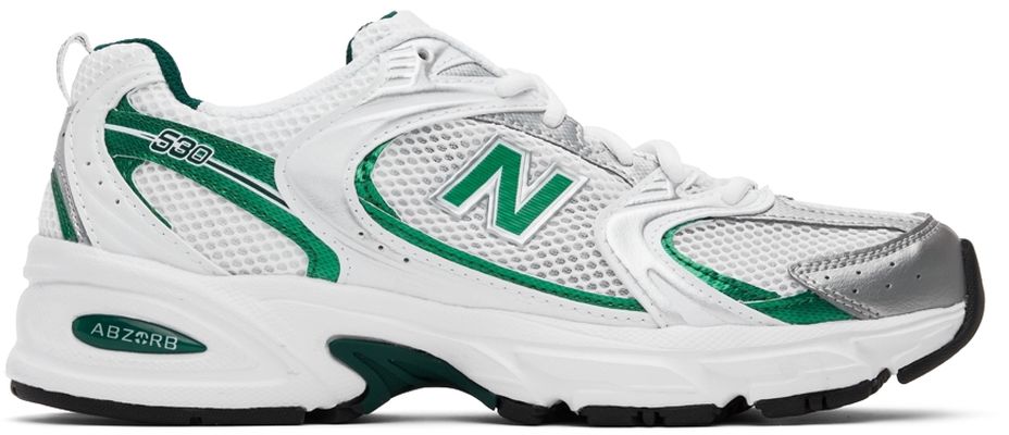 New Balance White & Green 530 Sneakers