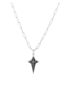New Cross Sterling Silver & Black Diamond Pendant Necklace