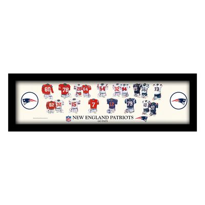 New England Patriots 8" x 26" Framed Art Uniform Heritage Print