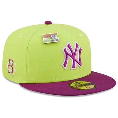 New Era x Big League Chew Men's New Era Green/Purple New York Yankees MLB x Big League Chew Swingin' Sour Apple Flavor Pack 59FIFTY Fitted Hat at