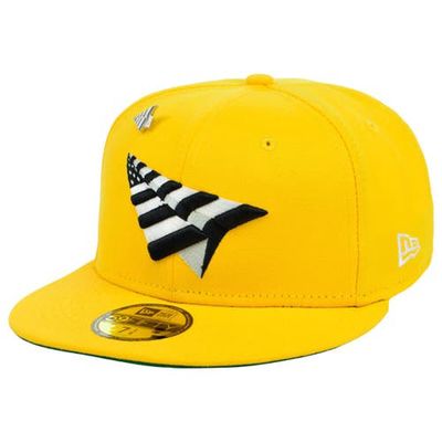 New Era x Paper Planes Men's New Era Yellow Paper Planes 59FIFTY Logo Fitted Hat