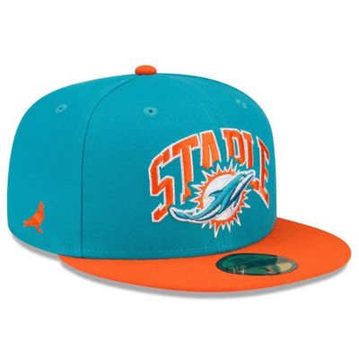 New Era x Staple Men's New Era Aqua/Orange Miami Dolphins NFL x Staple Collection 59FIFTY Fitted Hat