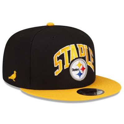 New Era x Staple Men's New Era Black/Gold Pittsburgh Steelers NFL x Staple Collection 9FIFTY Snapback Adjustable Hat
