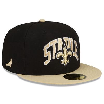 New Era x Staple Men's New Era Black/Vegas Gold New Orleans Saints NFL x Staple Collection 59FIFTY Fitted Hat