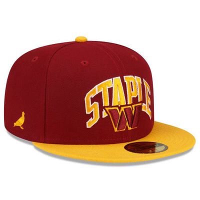 New Era x Staple Men's New Era Burgundy/Gold Washington Commanders NFL x Staple Collection 59FIFTY Fitted Hat