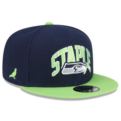 New Era x Staple Men's New Era Navy/Neon Green Seattle Seahawks NFL x Staple Collection 9FIFTY Snapback Adjustable Hat
