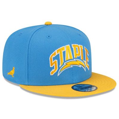 New Era x Staple Men's New Era Powder Blue/Gold Los Angeles Chargers NFL x Staple Collection 9FIFTY Snapback Adjustable Hat