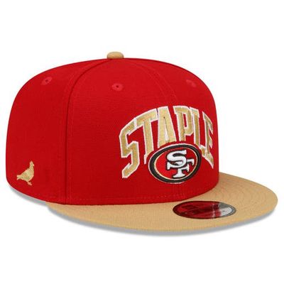 New Era x Staple Men's New Era Scarlet/Gold San Francisco 49ers NFL x Staple Collection 9FIFTY Snapback Adjustable Hat