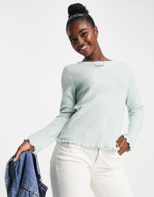 New Look brushed waffle crew neck sweater in aqua green