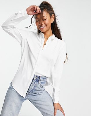 New Look Button Through Shirt in white