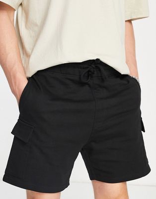 New look cargo jersey shorts in black