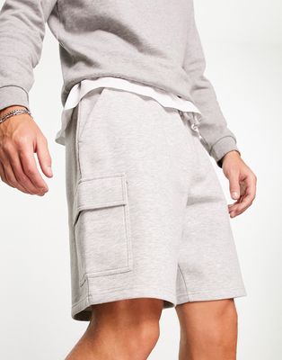 New Look cargo jersey shorts in gray