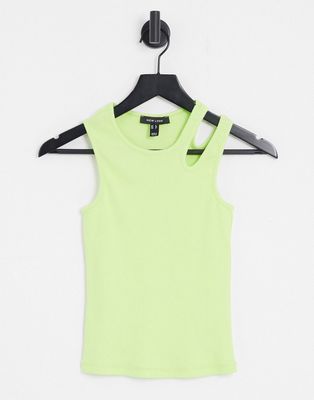 New Look cut out tank top in green