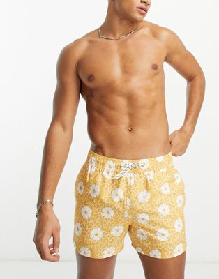 New Look lilypad swim shorts in yellow