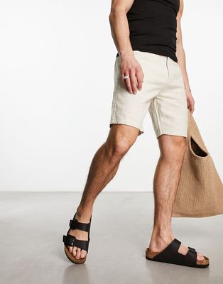 New Look linen shorts in off white