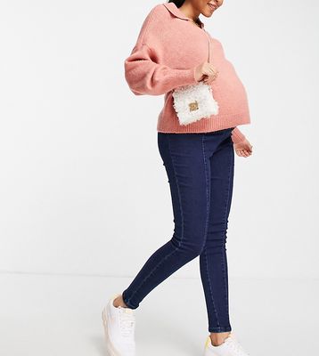 New Look Maternity overbump seamed jeggings in dark blue-Blues