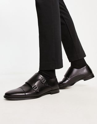 New Look monk strap shoe in black