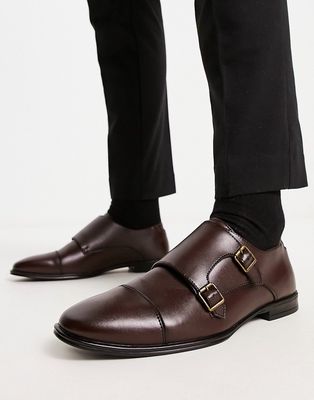 New Look monk strap shoe in dark brown