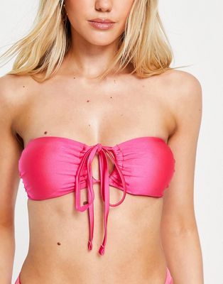 New Look multiway bandeau bikini top in pink