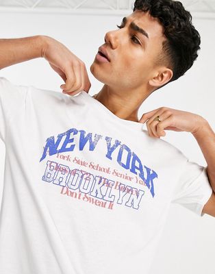 New Look New York varsity T-shirt in white