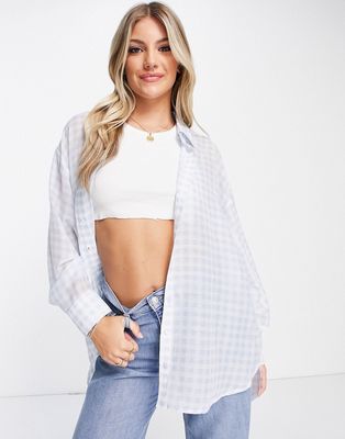 New Look oversized long sleeve shirt in blue gingham