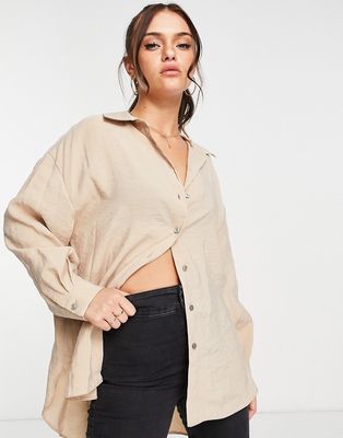 New Look oversized shirt in camel-Neutral