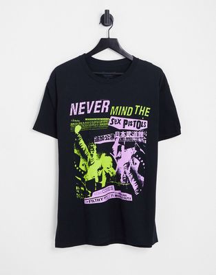 New Look oversized t-shirt with sex pistols print in black