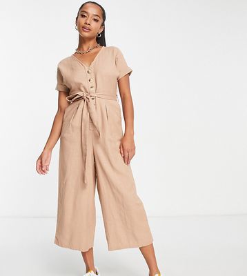 New Look Petite utility jumpsuit in stone-White