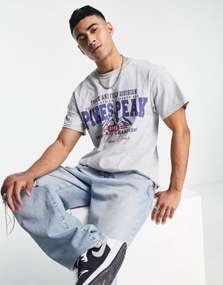 New Look pikes printed t-shirt in gray