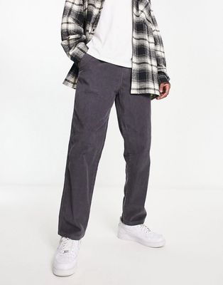 New Look pull on corduroy pants in dark gray