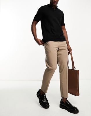 New Look pull on smart pants in camel-Neutral