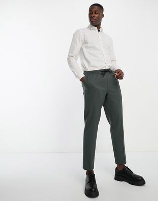 New Look pull on smart pants in dark green