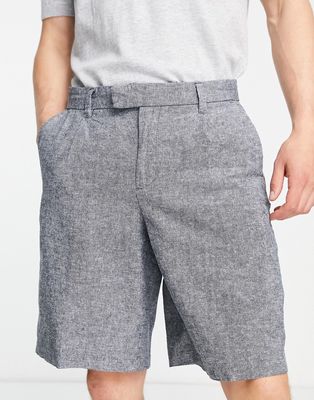 New Look relaxed fit linen shorts in mid blue