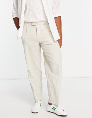 New Look relaxed fit linen suit pants in off white